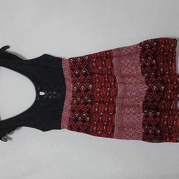 Women's Free People Bohemian Festival Dress, Black/Red, Size 10, EUC - Picture 1 of 14